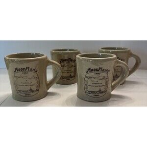 Set of 4 Monmouth Stoneware Coffee Mug Moormans Feed 1885-1980 Collectible